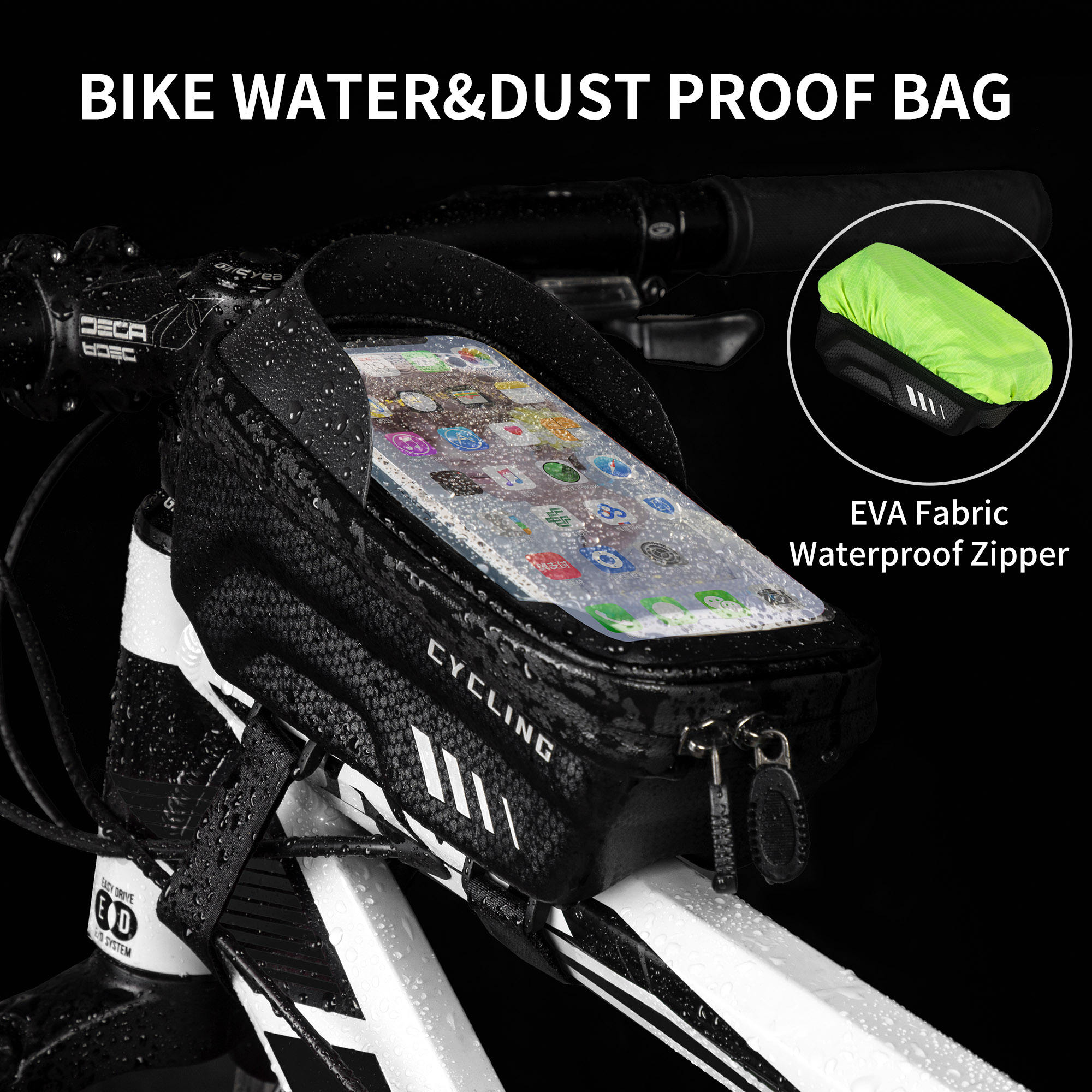 ASRQGOAL Customized Logo Outside Travel Phone Touch Bicycle Bag Polyester Bag Waterproof Cycling Frame Front Phone Case For Bike