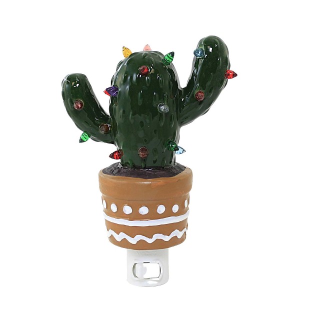 Transpac Christmas Cactus Night Light 1 Night Light 7 25 Inches Lights Plant Tree Dolomite Green