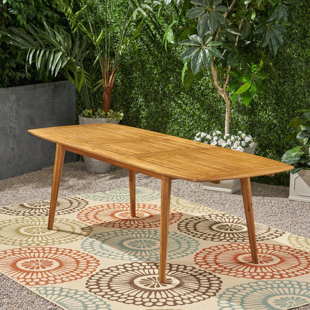 Noble House Stamford Teak Brown Rectangular Acacia Wood Expandable Outdoor Dining Table