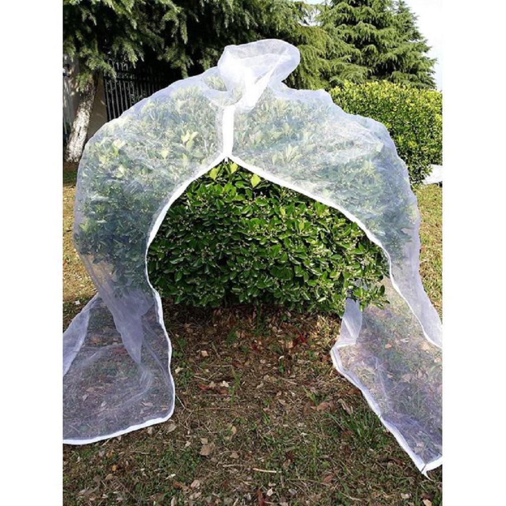 Agfabric 84 in. W x 72 in. H inGarden Insect Netting Plant Cover -Shape Bag with Zipper and Rope Insect Barrier White IN8472ZPW