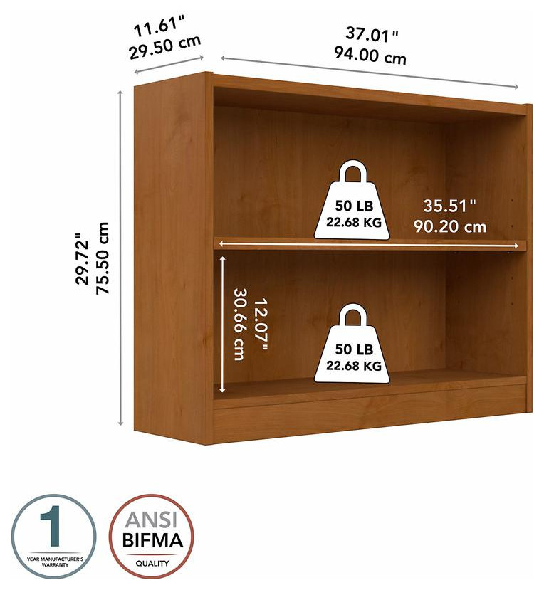 Bush Furniture Universal Small 2 Shelf Bookcase  Natural Cherry   Bookcases   by Homesquare  Houzz