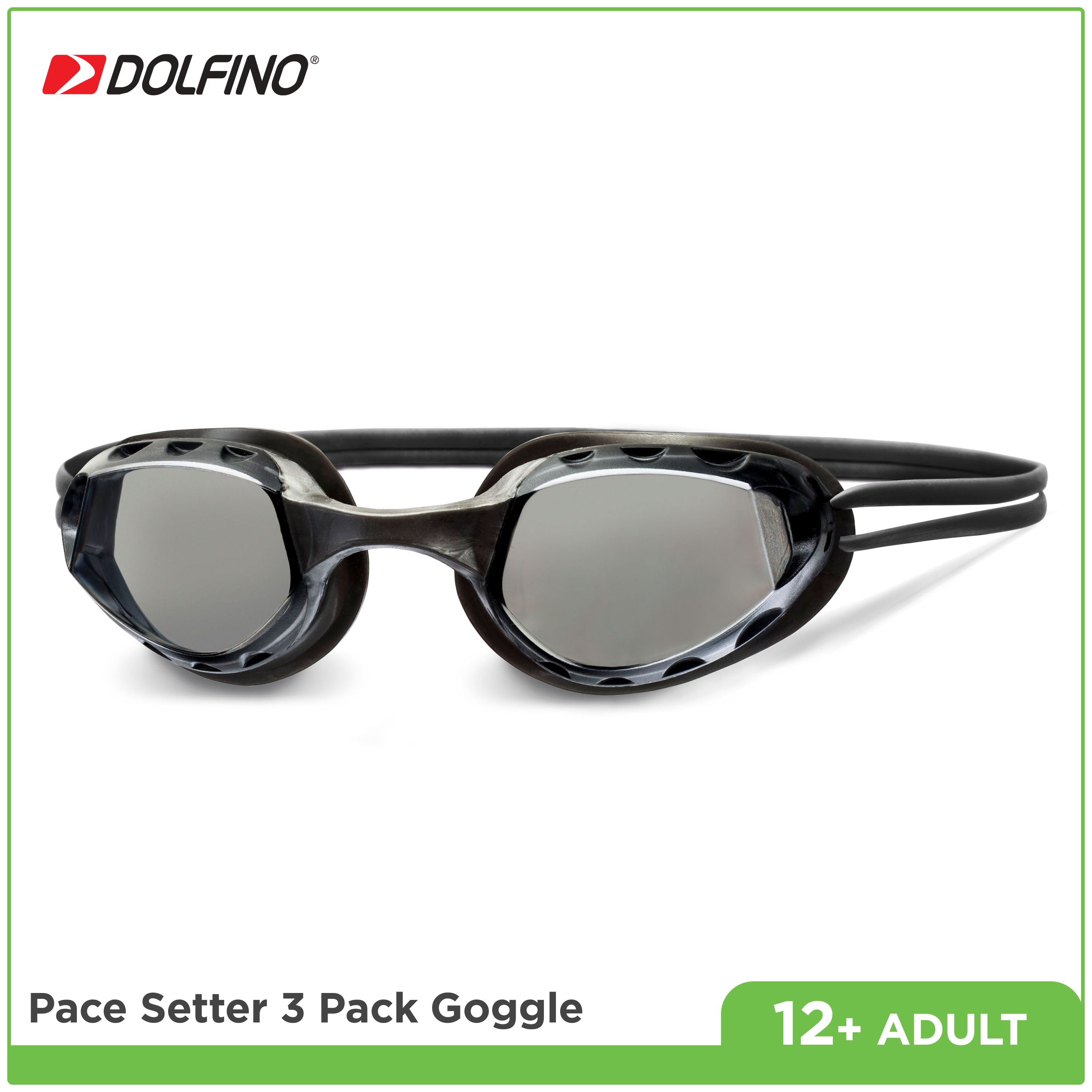 Dolfino Recreational Swim Pacesetter Adult Swim Goggle (3 Pack)