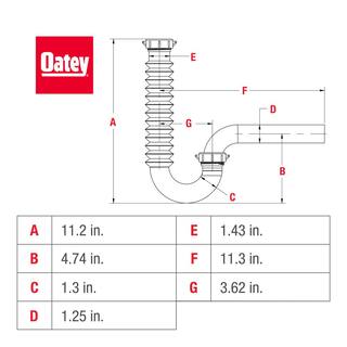 Oatey 1-14 in. Form N Fit Flexible P-Trap HDC9689