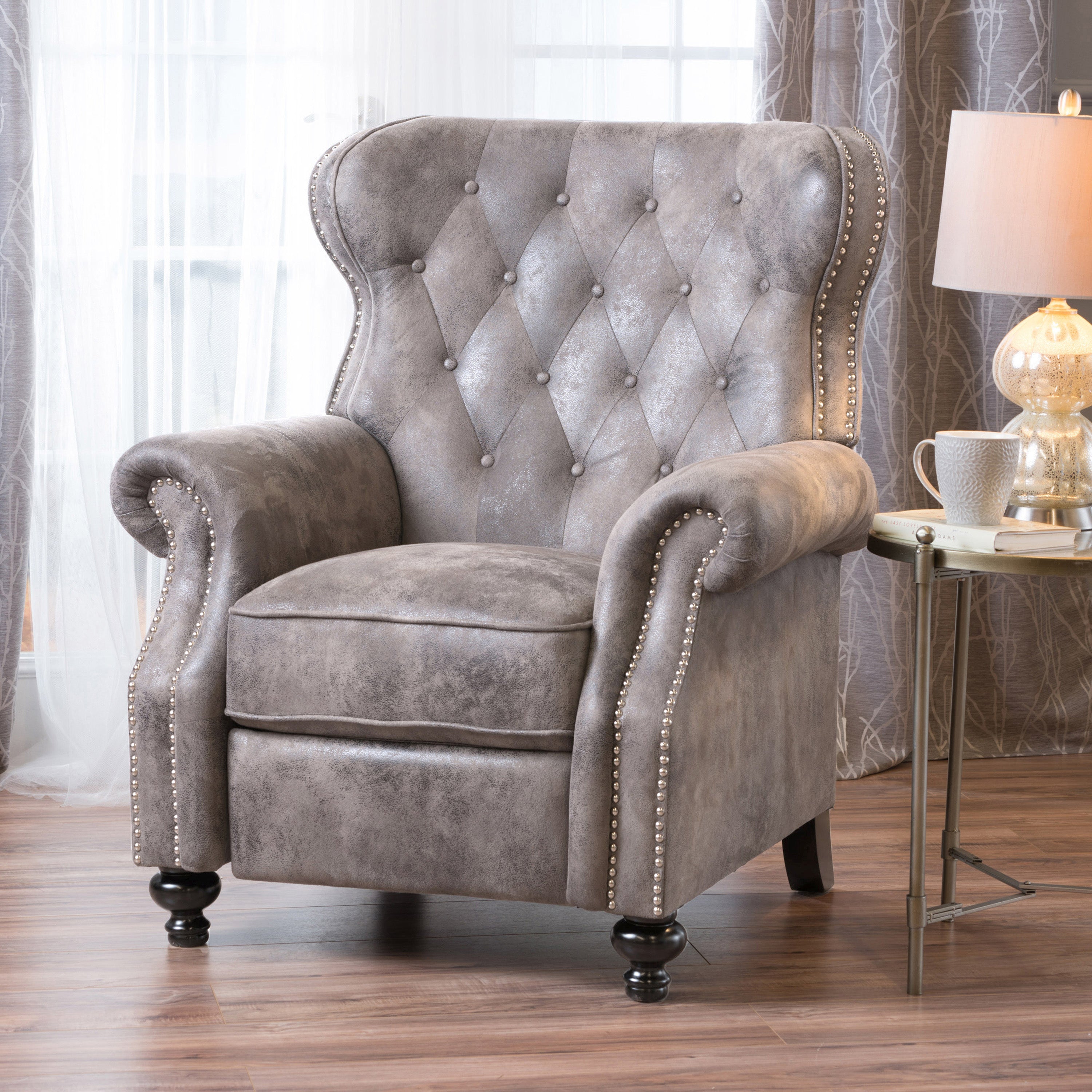 Waldo Tufted Back Studded Accent Recliner Armchair