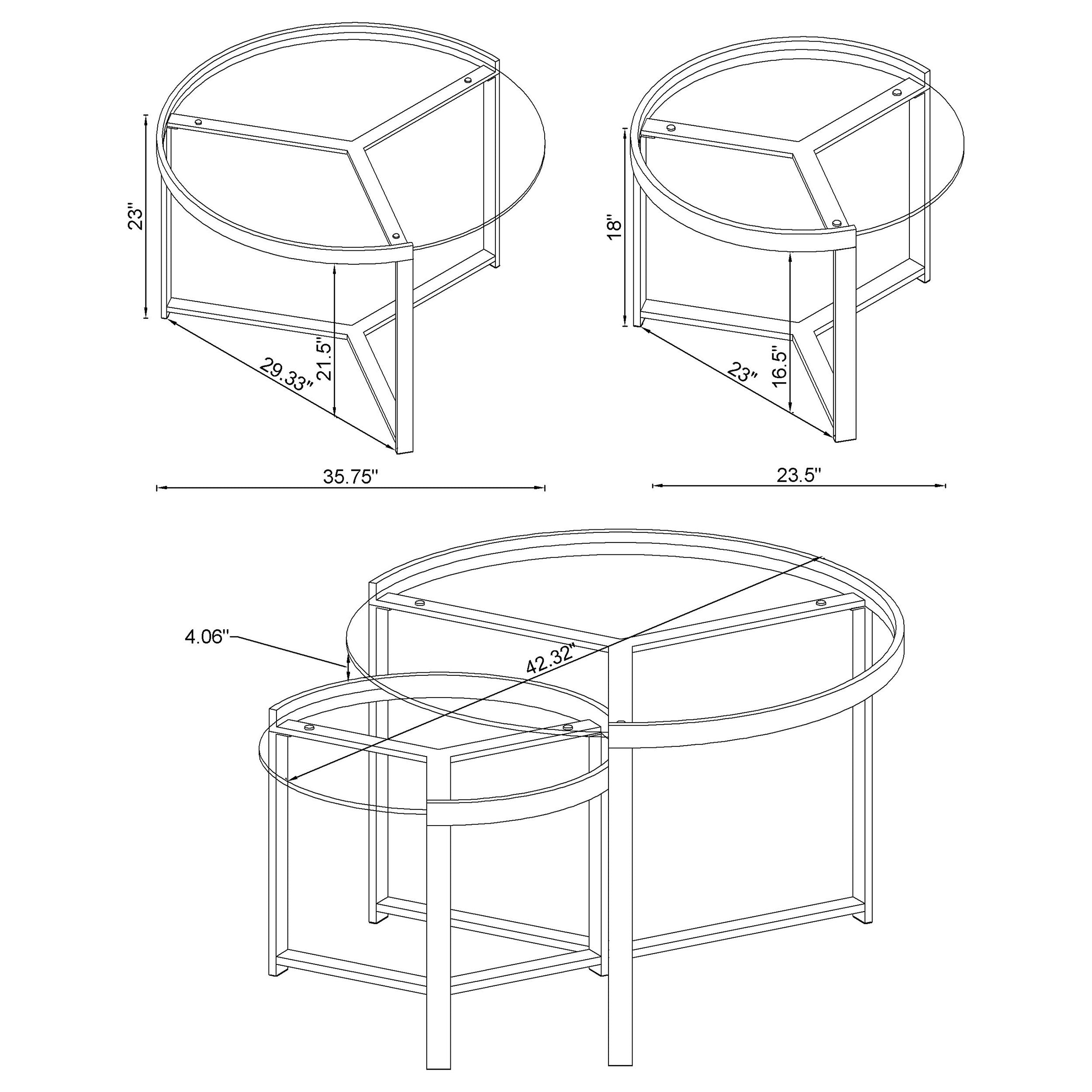 Delia 2-Piece Round Glass Top Nesting Coffee Table Clear And Chrome-708400