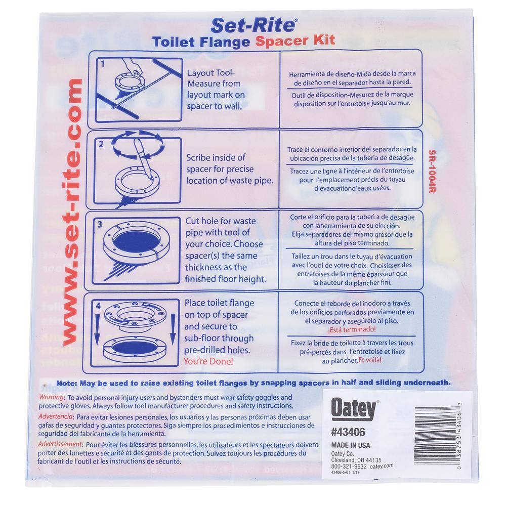 Oatey 18 in. - 34 in. Toilet Flange Spacer Kit 43406