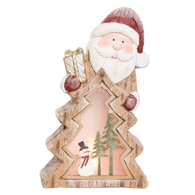 Transpac Resin 17 5 In Multicolored Christmas Light Up Santa snowman With Scene Decor