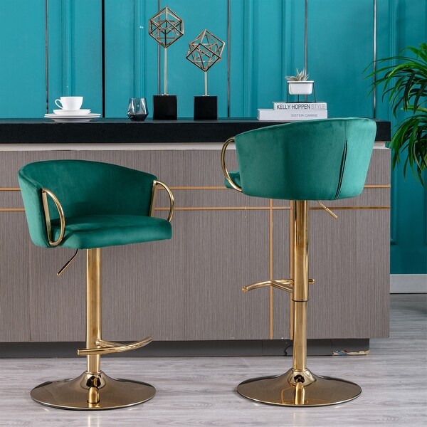 Bar Stools Swivel Height Adjustable Velvet Bar Stool (Set of 2) - 20.47