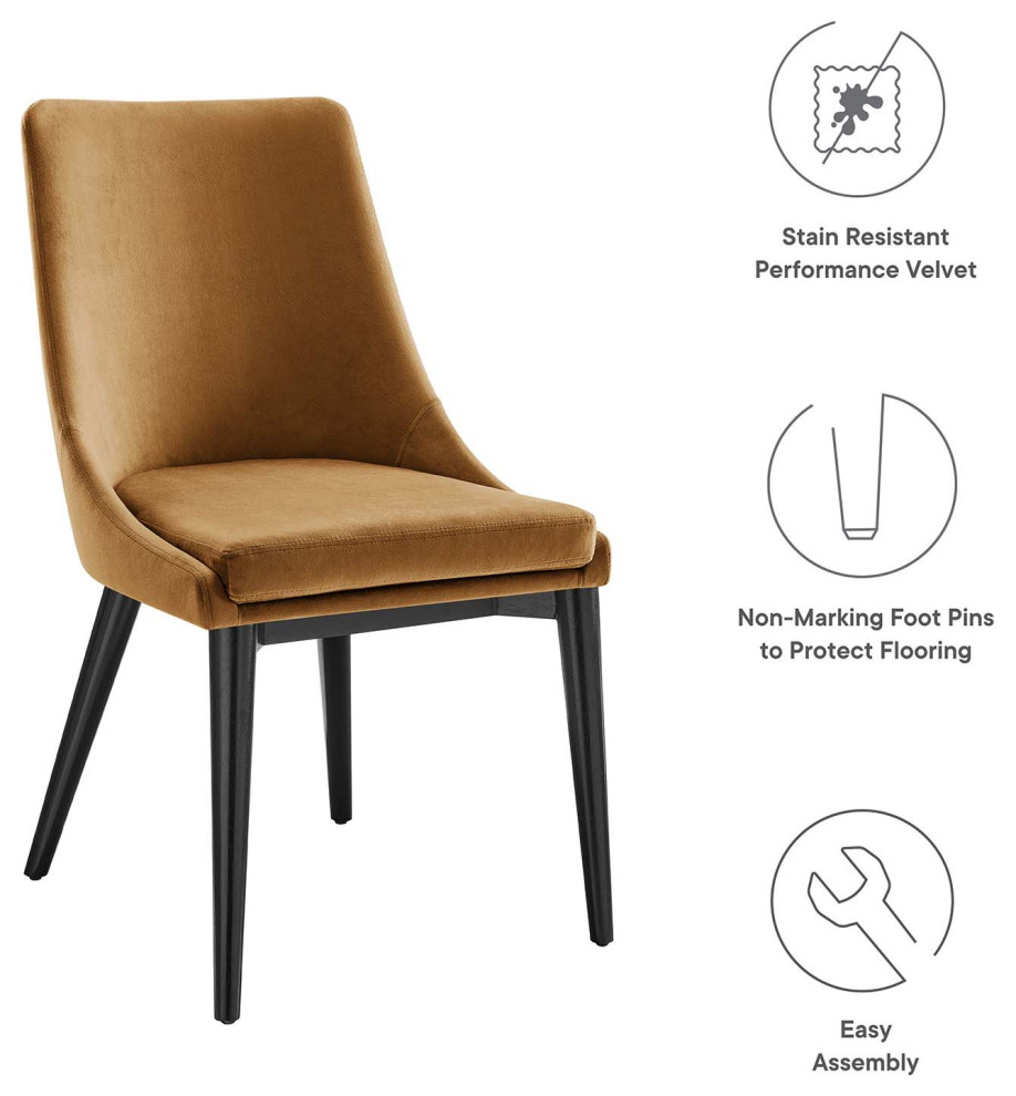 Viscount Performance Velvet Dining Chair  Cognac   Midcentury   Dining Chairs   by Dot  ampBo  Houzz