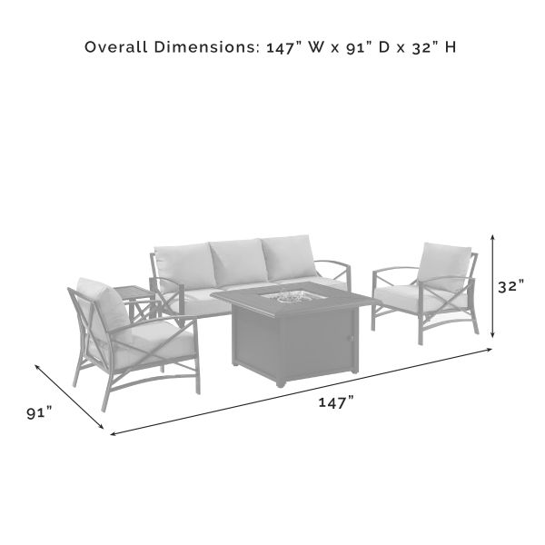 Kaplan 5Pc Outdoor Metal Sofa Set W/Fire Table