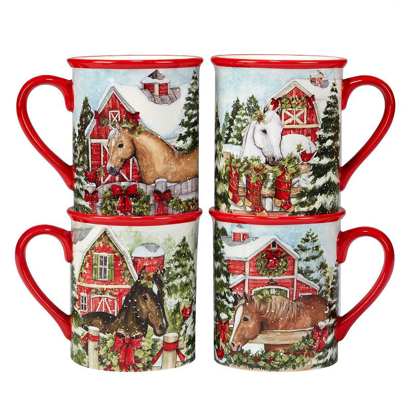 Certified International Homestead Christmas 4-pc. Mug Set