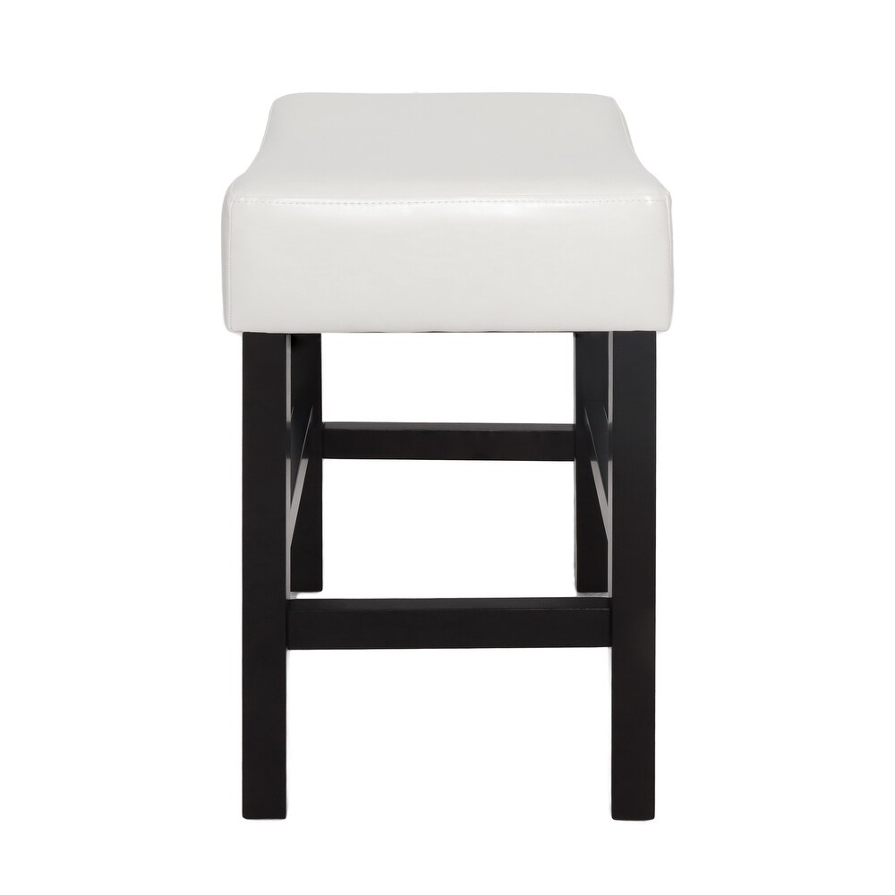 Lopez 27 inch Backless Ivory Leather Counterstools (Set of 2) by Christopher Knight Home