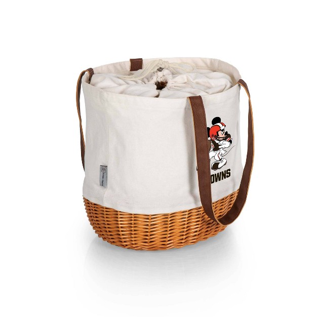 Nfl Cleveland Browns Mickey Mouse Coronado Canvas And Willow Basket Tote Beige Canvas