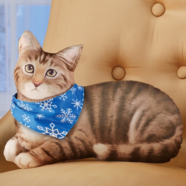 Collections Etc Cat Accent Pillow With Interchangeable Seasonal Bandanas 16 X 3 5 X 12