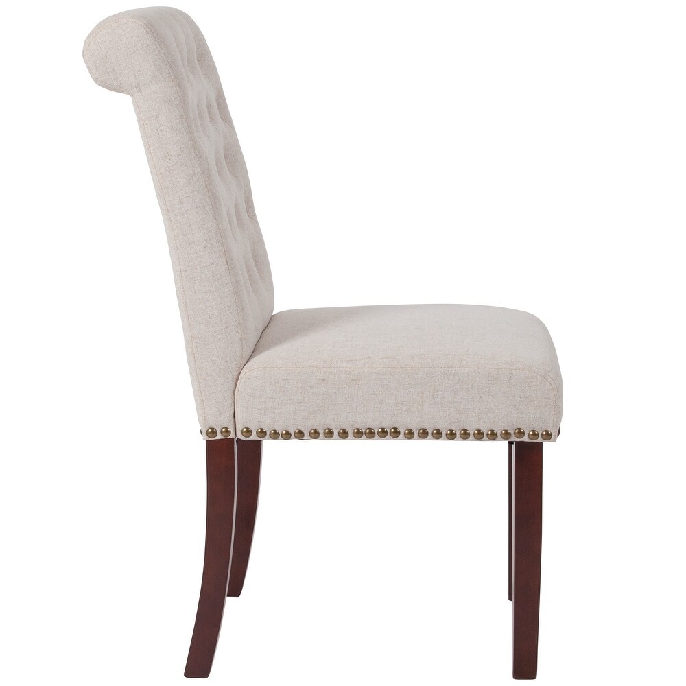 Button tufted Wood Parsons Chair