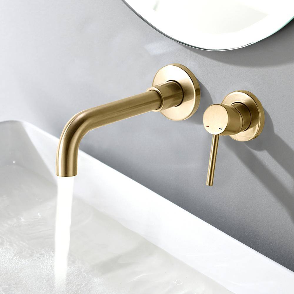 Magic Home Single-Handle Wall Mounted Bathroom Faucet in Matte Gold MS-B1904-BG