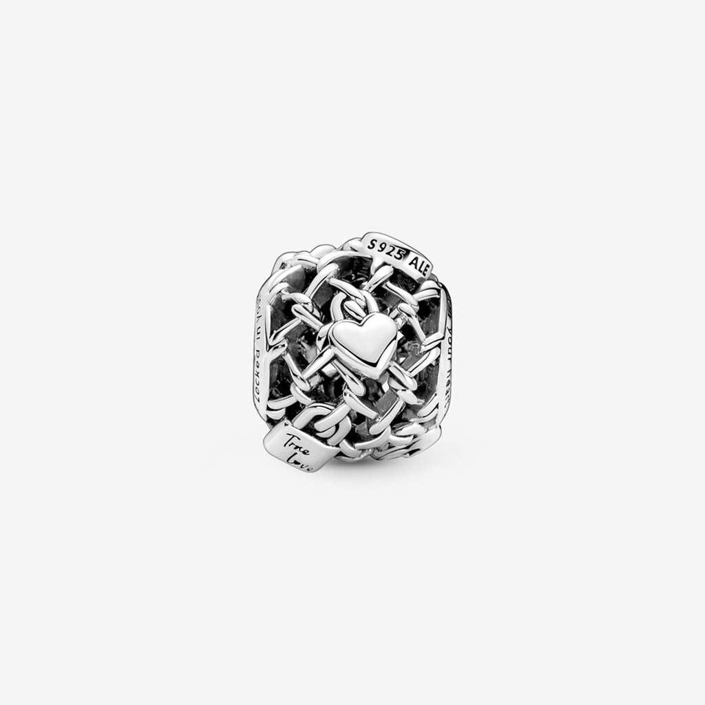 PANDORA  Openwork Chain Link Padlock Charm