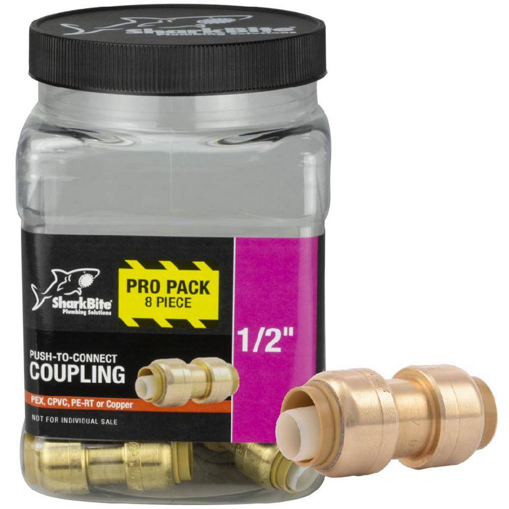 SharkBite 12 in. Push-to-Connect Brass Coupling Fitting Pro Pack (8-Pack) U008LFJ8