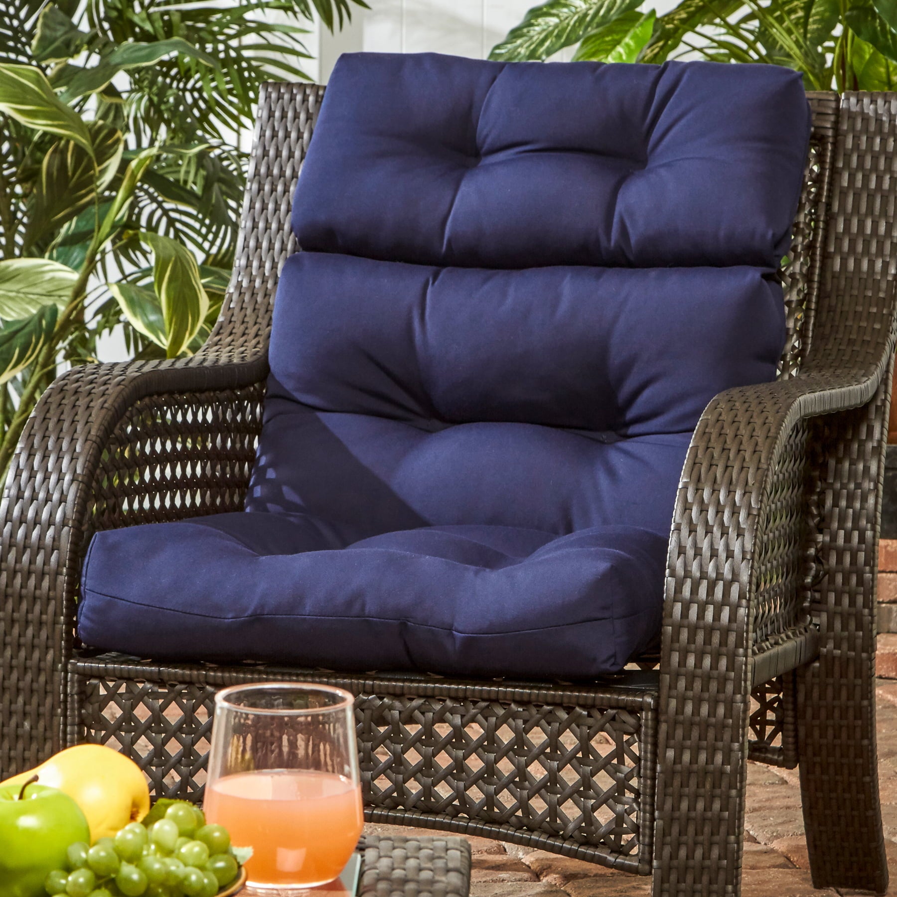 Greendale Home Fashions Navy 44 x 22 in. Outdoor High Back Chair Cushion