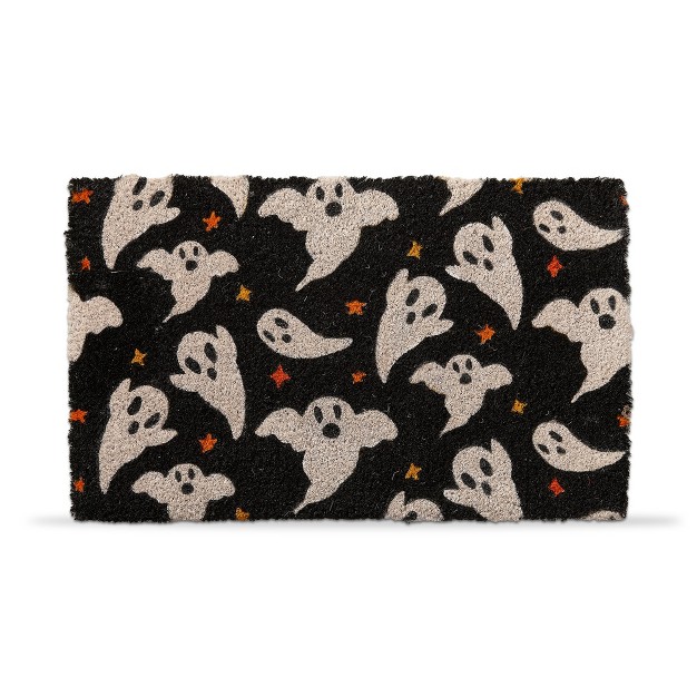 Halloween Ghost Rectangle Indoor And Outdoor Coir Door Welcome Mat Black