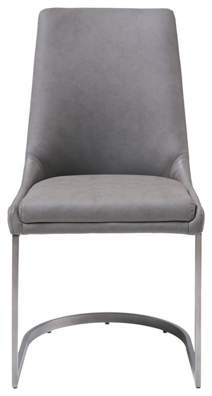 Modus Oxford Faux Leather Dining Side Chair in Distressed Basalt Gray (Set of 2)   Contemporary   Dining Chairs   by Homesquare  Houzz