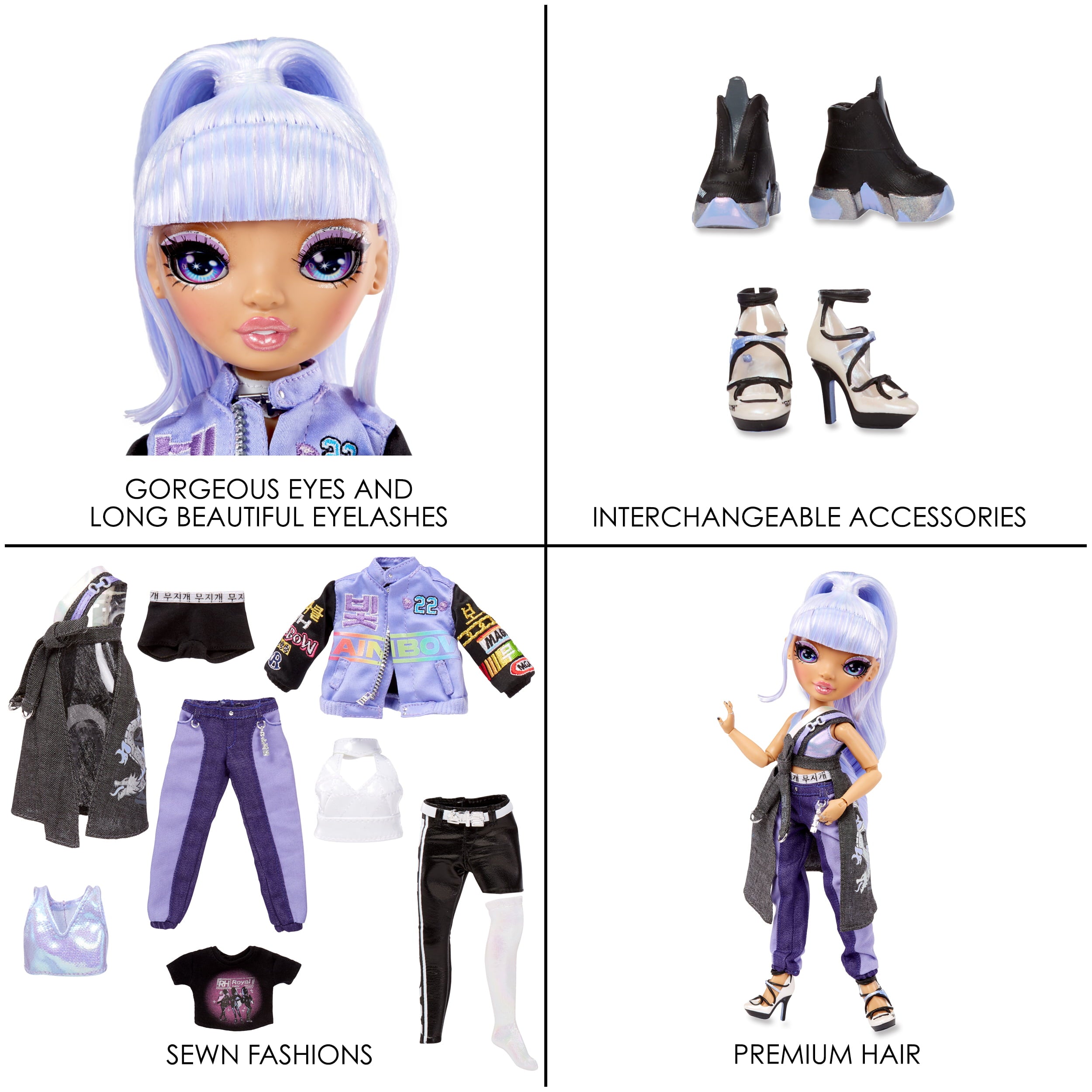 Rainbow High™ Rainbow Vision™ Royal Three K-pop – Tessa Park™ (Periwinkle Blue) Fashion Doll. 2 Designer Outfits to Mix & Match with Microphone Headset & Band Merch PLAYSET, Great Gift for Kids 6-12 Y