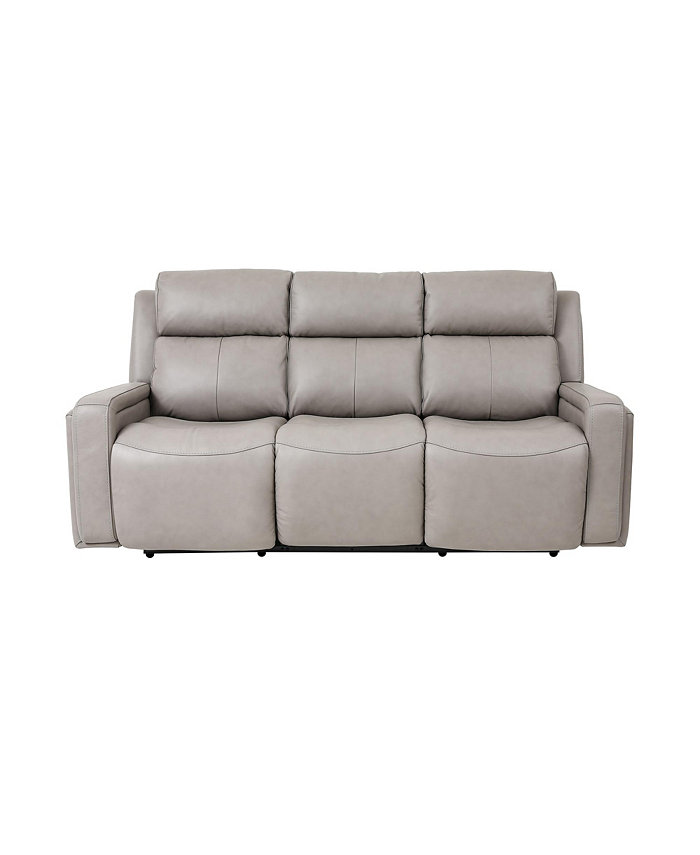 Armen Living Claude 83 Genuine Leather in Dual Power Headrest and Lumbar Support Reclining Sofa