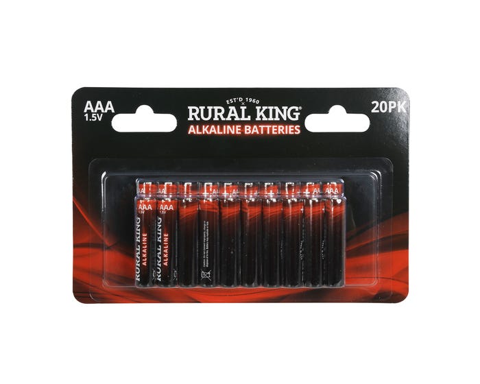 Rural King AAA Alkaline Batteries， 20 Pack - AAA20PKALK