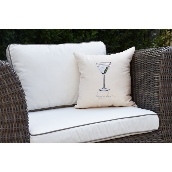 20 x 20 Inch Martini Glass Happy Hour Geometric Print Outdoor Pillow