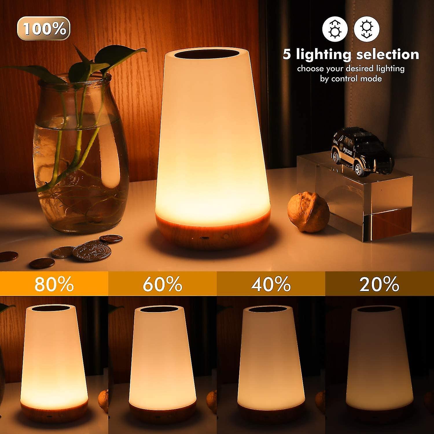 Touch Lamp， Portable Table Sensor Control Bedside Lamps With Quick Usb Charging Port， 5 Level Dimmable Warm White Light 13 Color Changing Rgb For Be