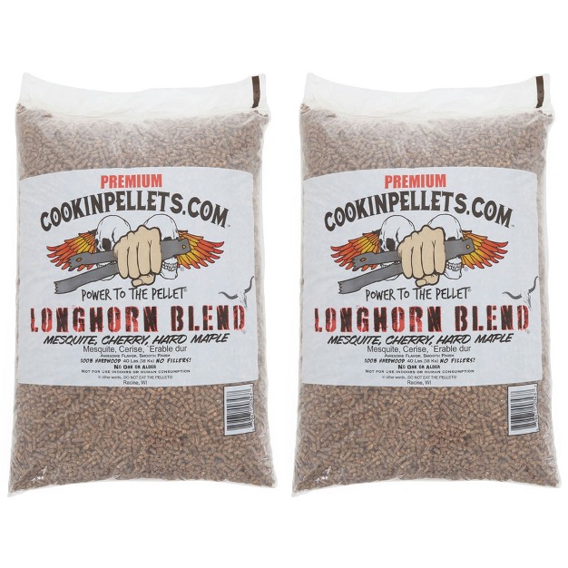 Cookinpellets 40 pound Longhorn Blend Premium Natural Grill Smoker Smoking Mesquite cherry maple Hardwood Wood Pellets 2 Pack