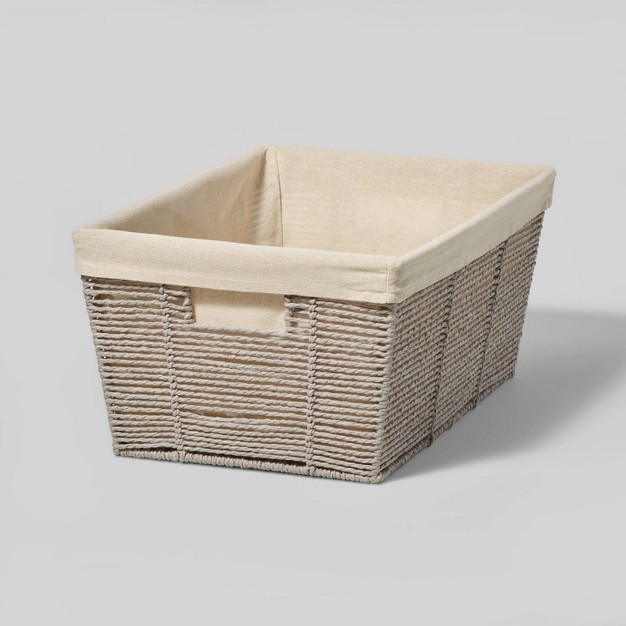 X 12 quot X 8 quot Large Woven Twisted Paper Rope Tapered Basket Gray