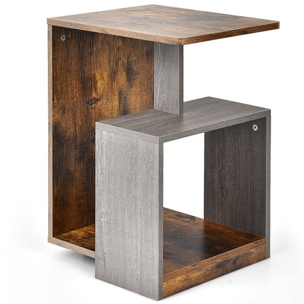 3 Tier End Table Side Table Nightstand with Open Storage Shelf