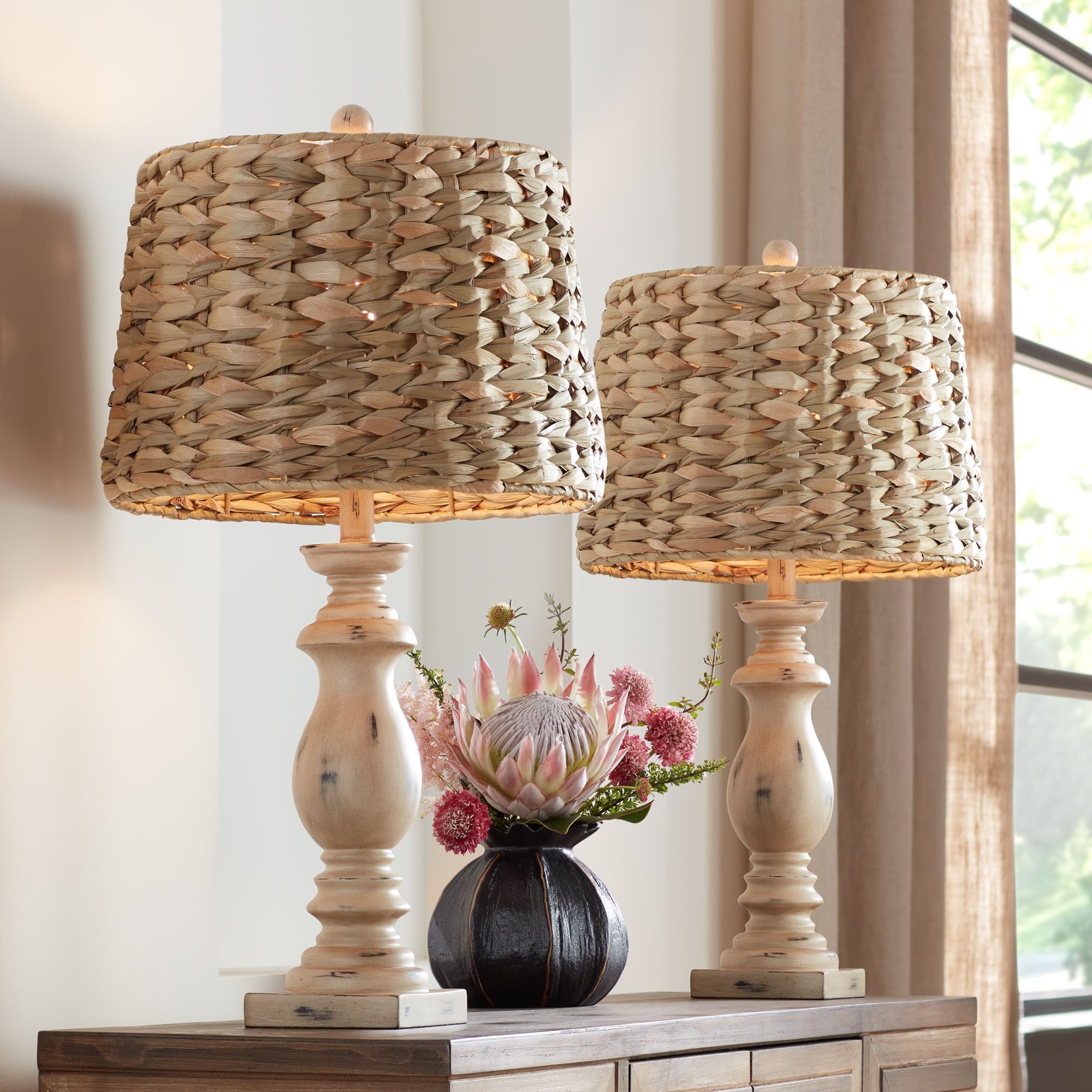 Regency Hill Modern Coastal Tropical Table Lamps 26.5