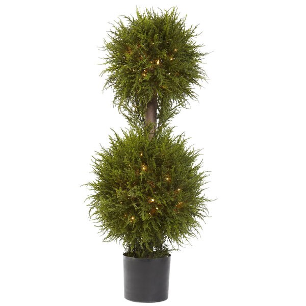 40Inch Cedar Double Ball Topiary w/Lights