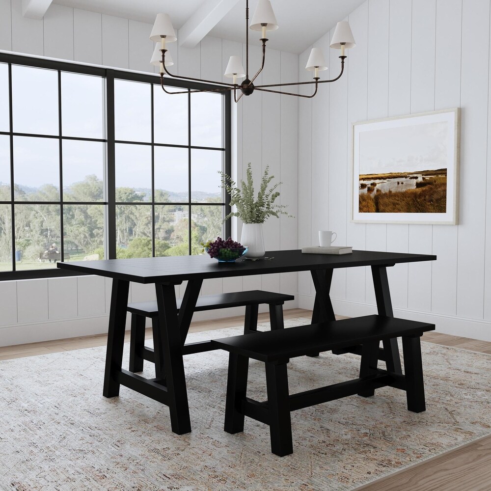 Trestle Black Wood Dining Table   82\