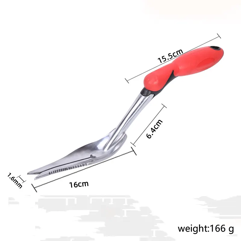 Stainless Steel Head Rubber Handle Garden Plant Transplanter Weeding Tools Sawtooth Hand Weeder