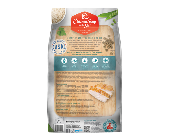 Chicken Soup for the Soul Mature - Chicken， Turkey  Brown Rice Recipe Dry Dog Food， 4.5 lb. Bag