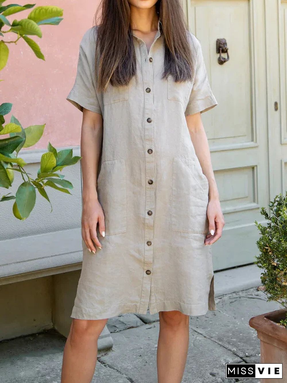 Mid-Length Short Sleeve Dress