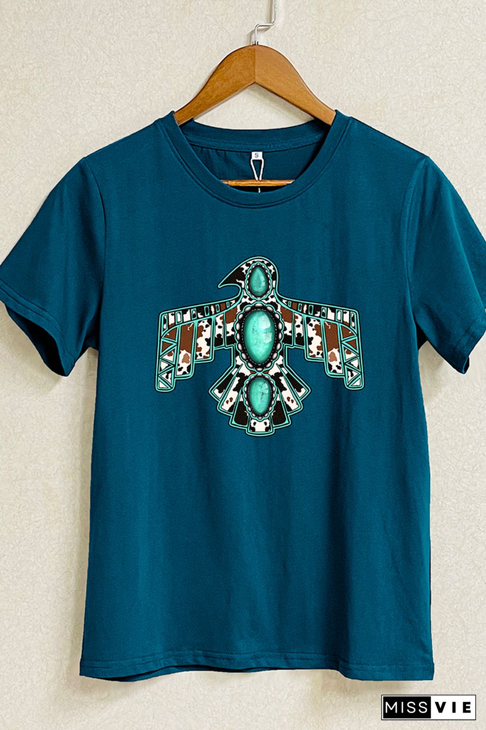 Cowhide Turquoise Thunderbird Graphic T-Shirt Wholesale