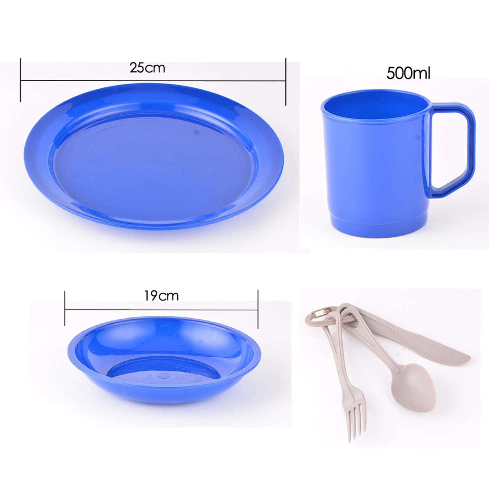 6x Outdoor Camping Tableware Set with Mesh Mug for 1-Person Picnic