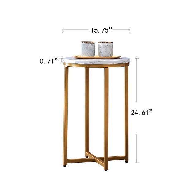 X-shaped Base Side Table/End Table in White/Gold