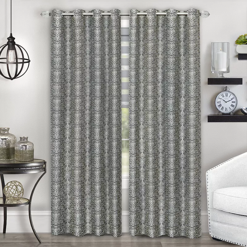 Kate Aurora Safari Living 2 Piece Python Room Darkening Grommet Top Curtain Panels