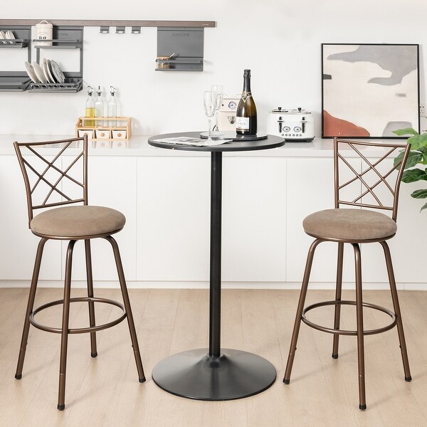 Costway Set of 2 24/30 Inch Adjustable Swivel Barstools Metal Dining - Set of 2