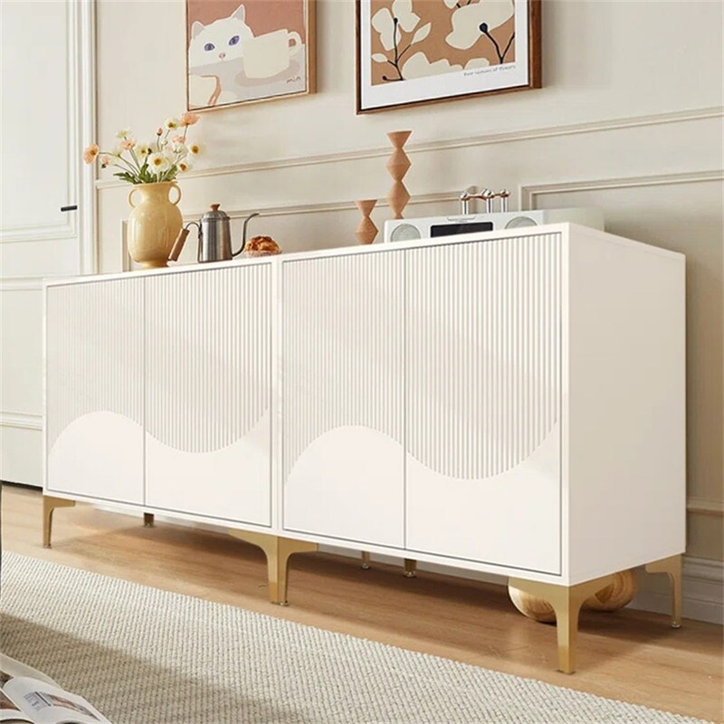 Modern Storage Cabinet with 2 Doors  Sideboard Buffet Cabinet with Gold Metal Legs  Accent Entryway Table