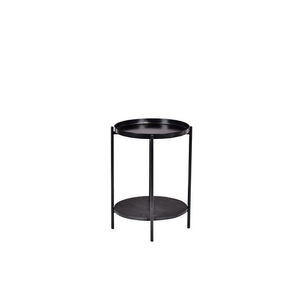 Round Wooden Side Table Iron And Wood 15.5x16x22.2 Inch - 16x16x22