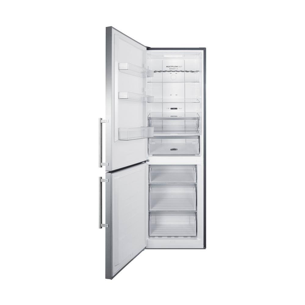 Summit Appliance 24 in. 10.6 cu. ft. Bottom Freezer Refrigerator in Stainless Steel Counter Depth LBF249LHD