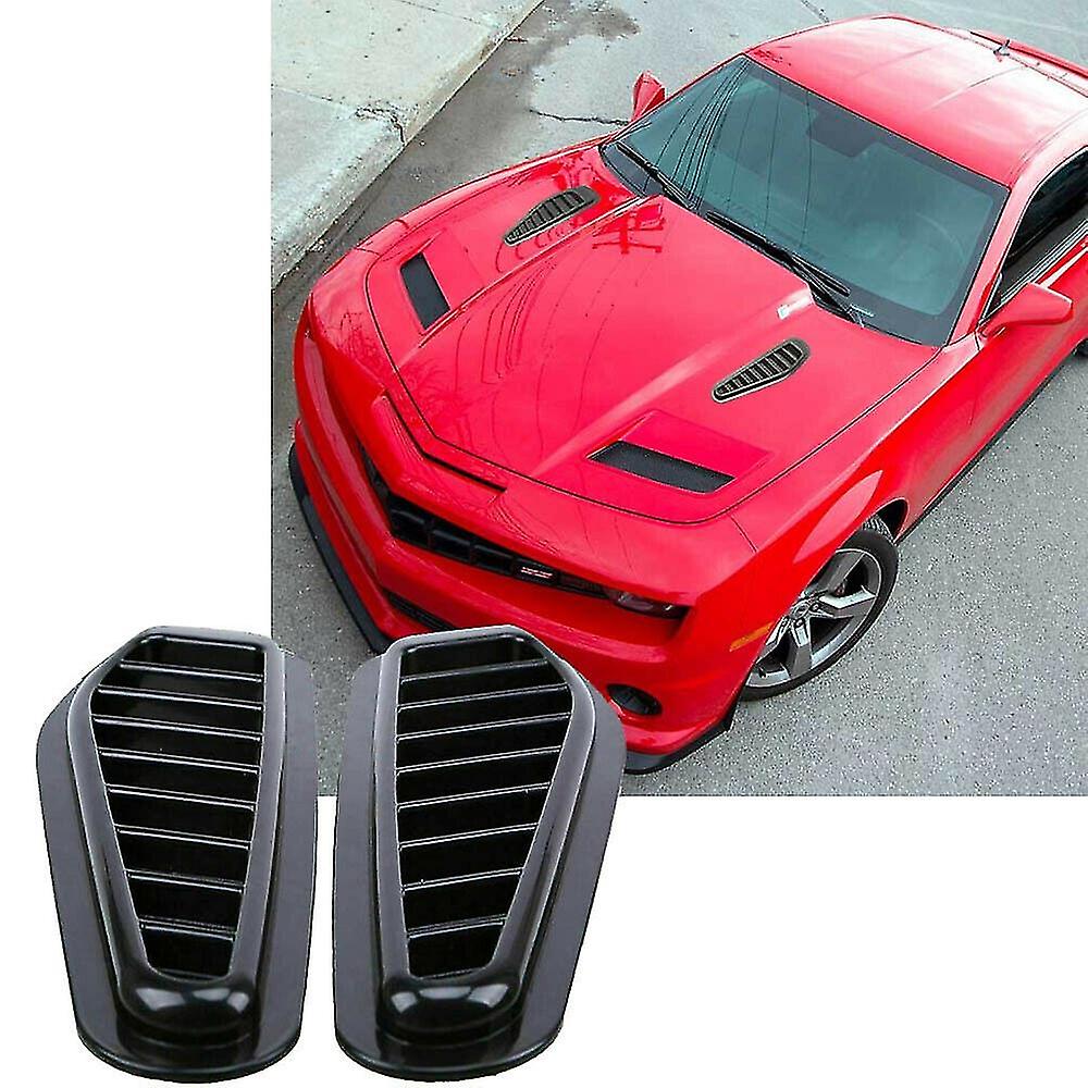 2pcs Car Simulation Shark Air Vent Universal Glossy Black Sport Racing Air Flow Vent Bonnet Hood Sc