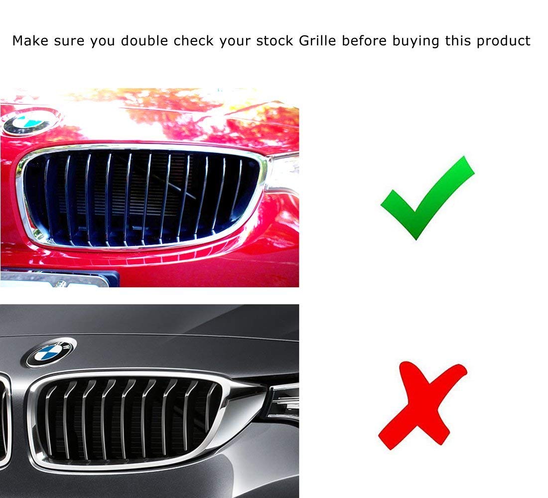 iJDMTOY M-Colored Grille Insert Trims For BMW F30 3 Series 320i 328d 328i 335i 340i w/Standard Kidney Grill (11 Beams)， NOT for 8-Beam Black Grille nor M3