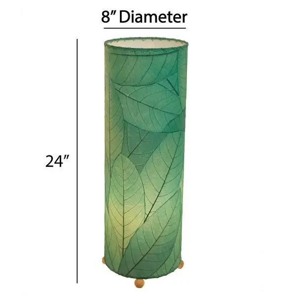 Handmade 24 Inch Cocoa Leaf Cylinder Table Lamp - 8 x 8 x 24